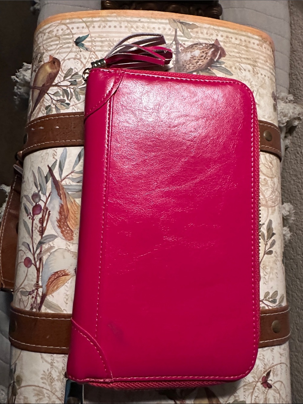 Unbranded Hot Pink Zip Wallet Clutch with Tassel